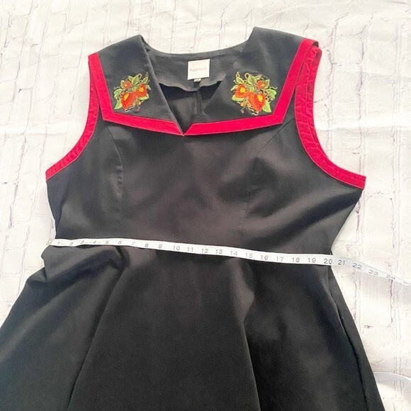 Royal Monk Black Red Strawberry Fields Collar Swing Sleeveless Dress No Belt 3X - Picture 8 of 11
